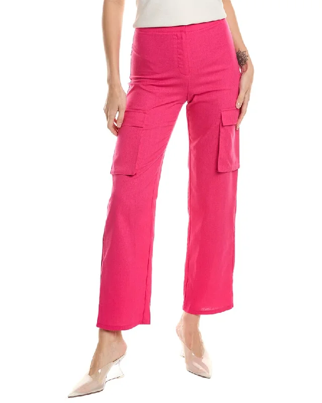 Formal tight trousers for women with sharp crease and sophisticated tailoring -Daisy Lane Linen-Blend Cargo Pant