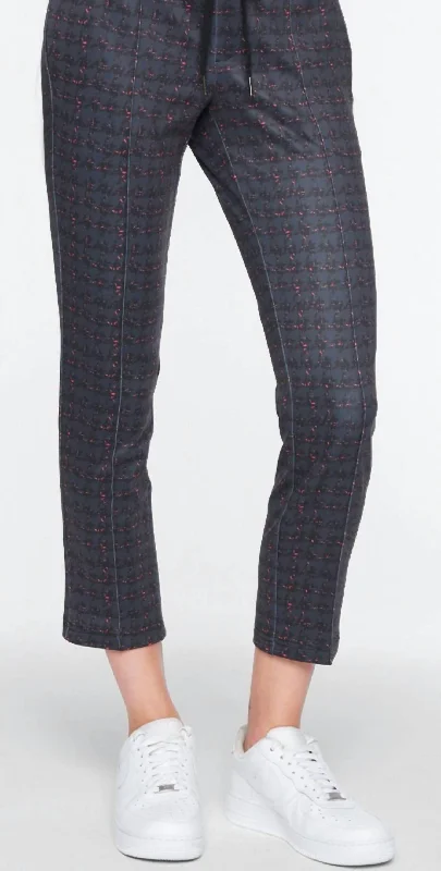 Stylish tight trousers for men with tapered leg and contemporary look -Tweed Crop Track Pant In Plaid