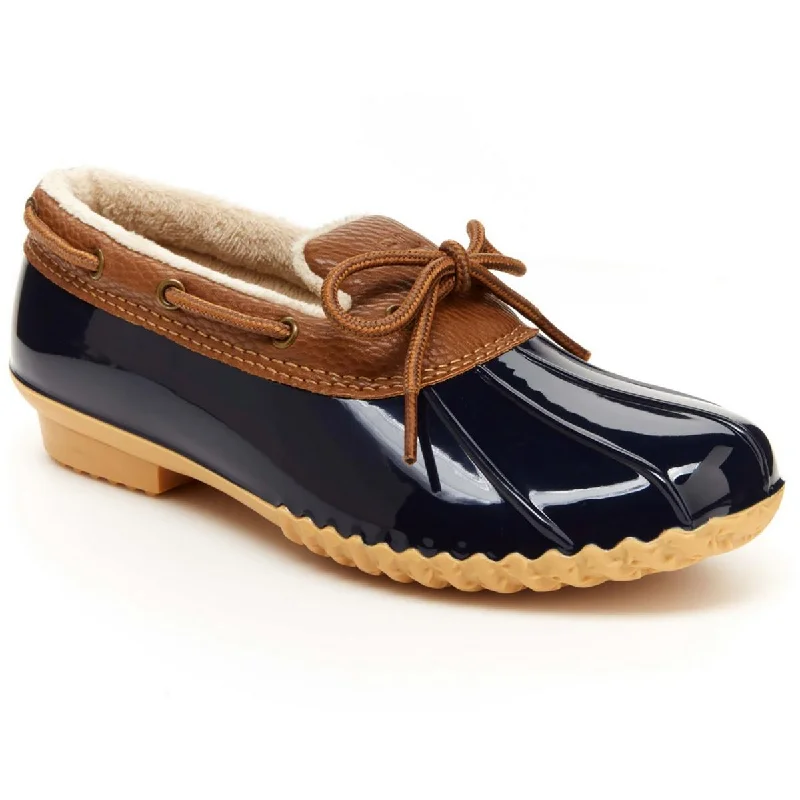 Trendy loafers for women with fur accents for cozy and chic style-JBU by Jambu Womens Woodbury Faux Leather Duck Toe Loafers