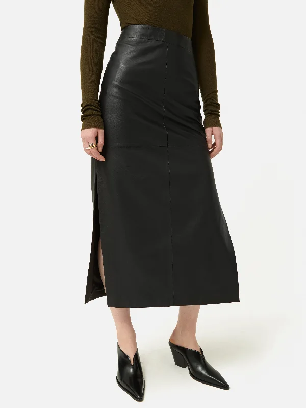 Brown Dresses for Earthy -Leather Maxi Skirt | Black