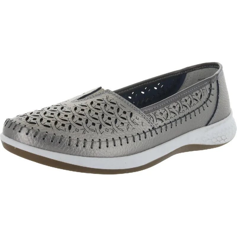 Loafers for women with open-toe design and sleek, polished finish-Wanderlust Womens Pansy Leather Slip On Loafers