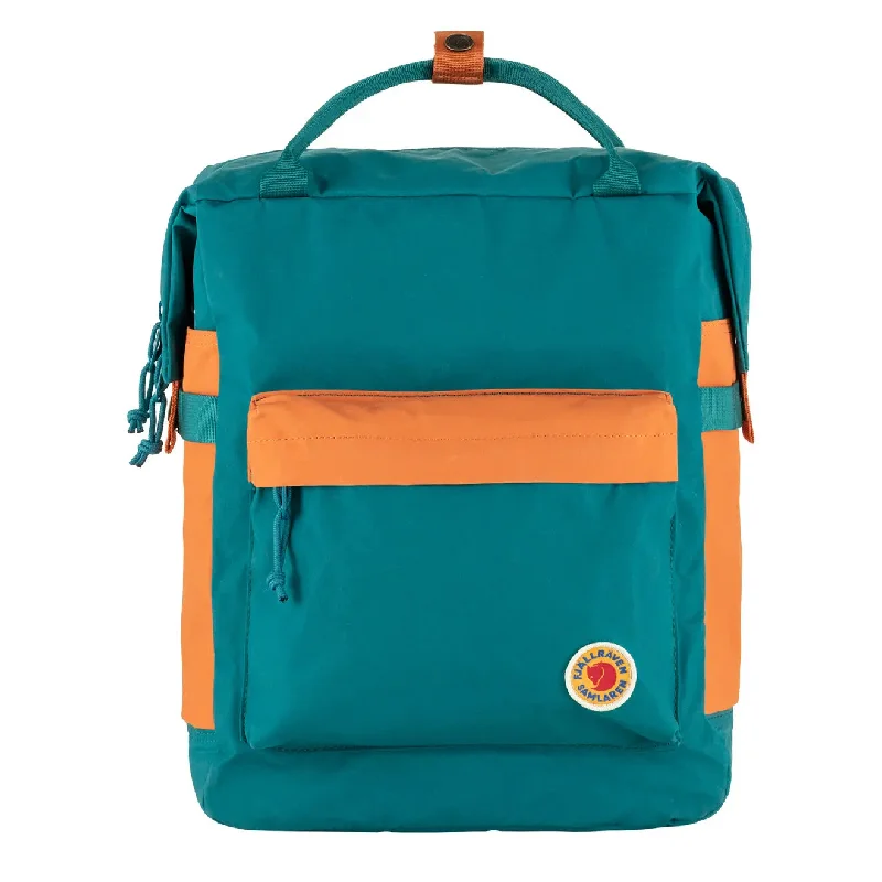 Durable kids’ backpack with spill-proof lining -Fjallraven x Samlaren Haulpack 1B Ocean Green / Spicy Orange