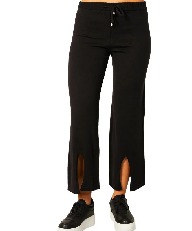 Urban tight trousers for men with street-style influence and sharp tailoring -Knit Pant W/ Middle Silt In Black