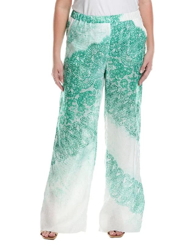 Smart casual tight trousers for women with cuffed ankle and tailored design -Marina Rinaldi Plus Romanzo Linen Trouser