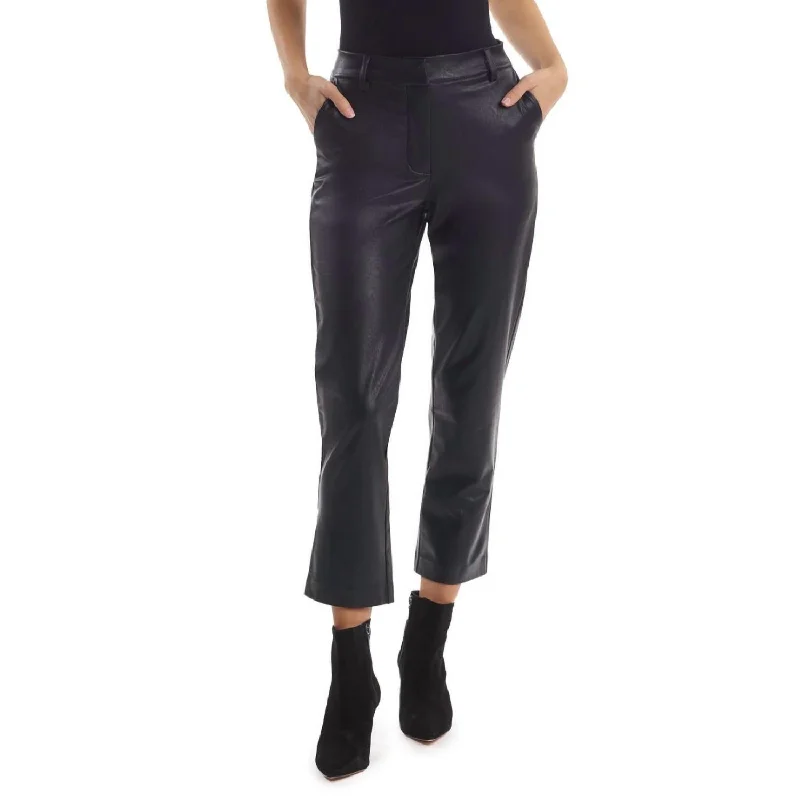 Black tight trousers for women with sleek design and versatile styling options -Faux Leather Cropped Trousers In Black