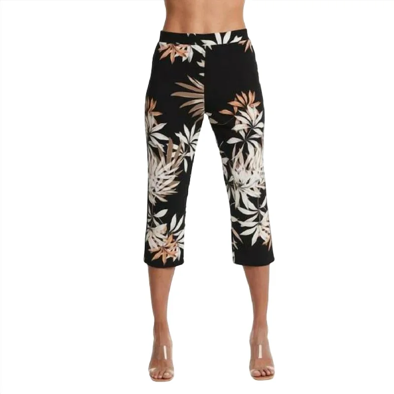 Tight cargo trousers for women with stylish pockets and slim cut for urban look -Palm Tree Crop Pant In Black Palm