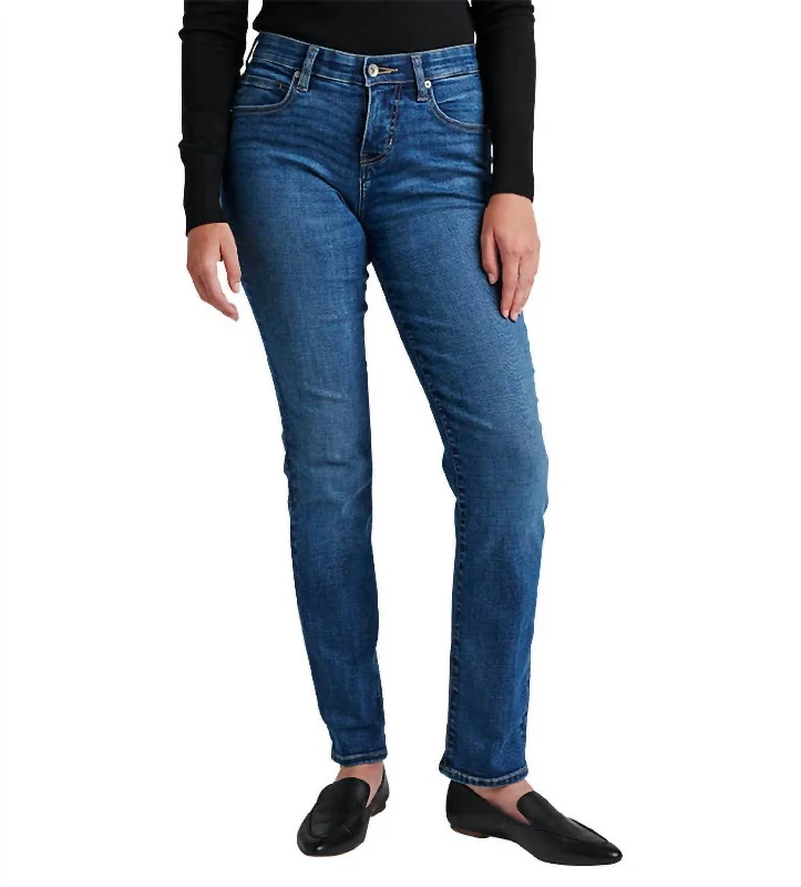 Designer tight trousers for women with unique stitching and high-fashion appeal -Jag Mid Rise Ruby Straight In Austin Blue