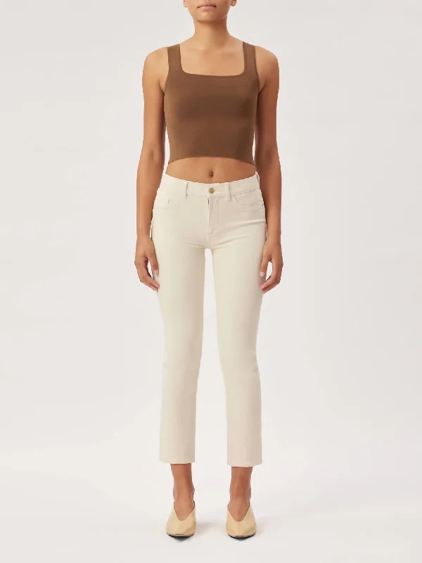 Skinny tight trousers for women with ankle-length and flattering cut -Mara Straight: Mid Rise Instasculpt Ankle In Parchment