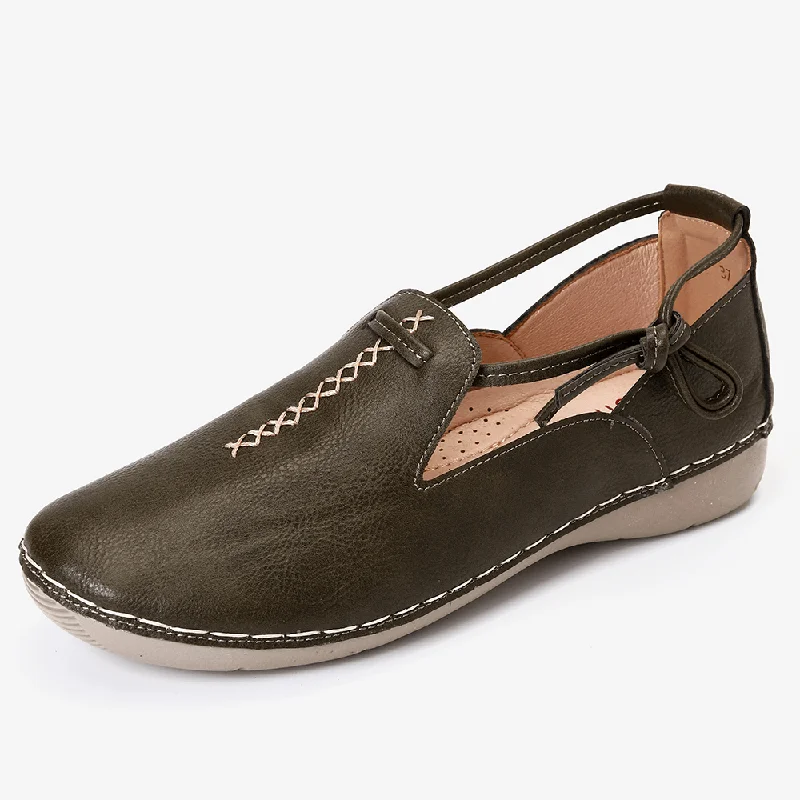 Loafers for women with tassel accents for added texture and personality-Pure Color Casual Comfy Walking Leather Loafers