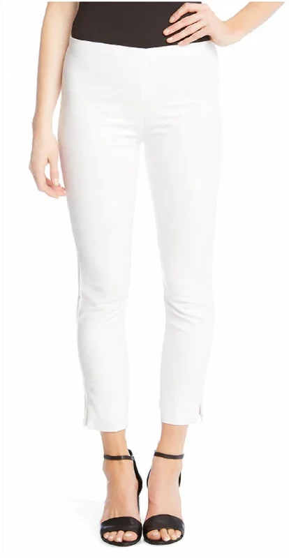 Tapered tight trousers for women with ankle-length fit and minimalist style -Soft Stretch Clean Front Cropped Pant In White