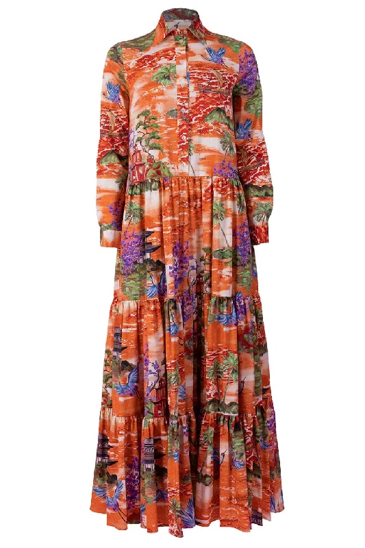 Mini Dresses for Youthful Look -Long Sleeve Printed Maxi Dress