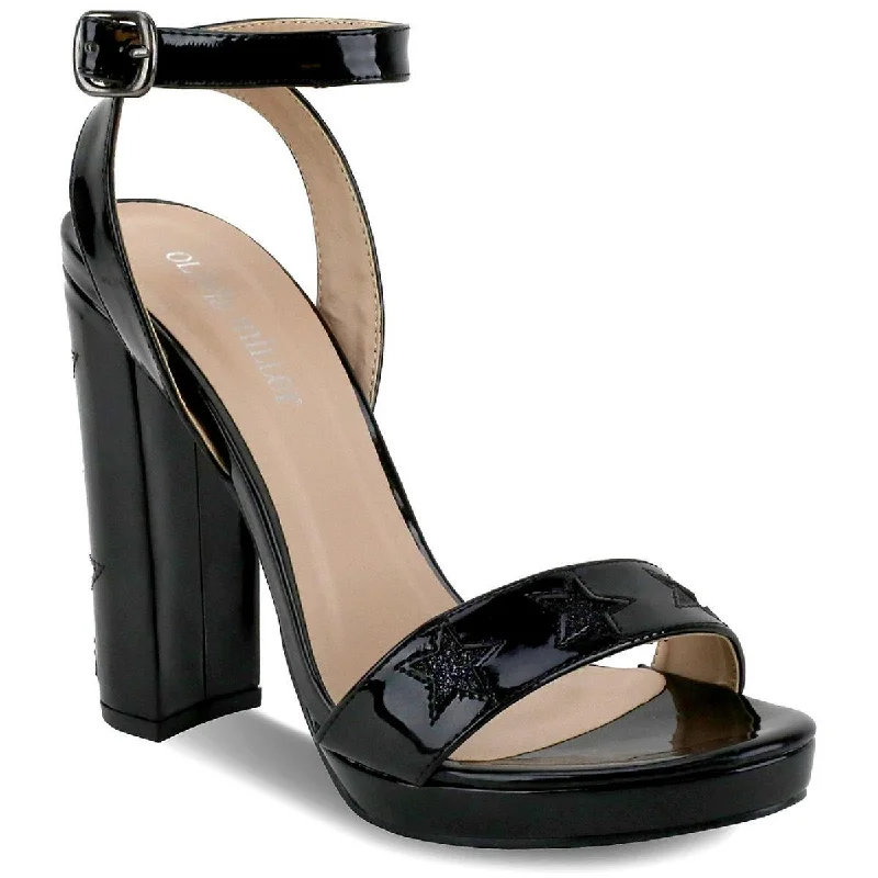 Polyester Dresses for Durable -Olivia Miller Womens Manhasset Patent Open Toe Dress Sandals