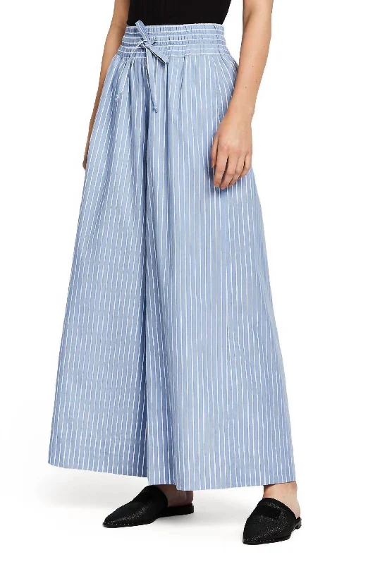 Smart casual tight trousers for women with cuffed ankle and tailored design -Crispy Wide Leg Pant In Blue/white