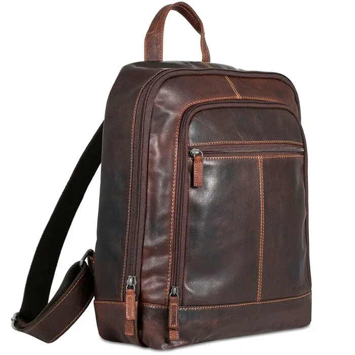 Hydration-compatible backpack for marathon running events -Voyager Leather Laptop Backpack