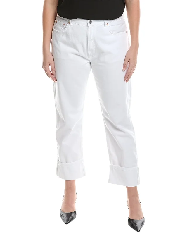 Stylish tight trousers for women with high-waisted fit for flattering look -Marina Rinaldi Plus White Istinto Jean