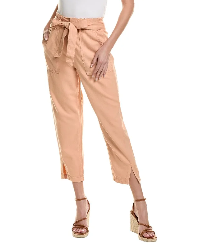 Bright colored tight trousers for women with striking hues for bold statement -AG Jeans High-Rise Barrel Silk-Blend Paperbag Pant