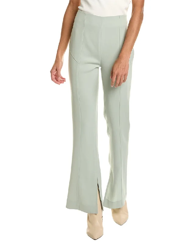 Fashion-forward tight trousers for women with metallic sheen and edgy design -SUBOO Crepe Pant