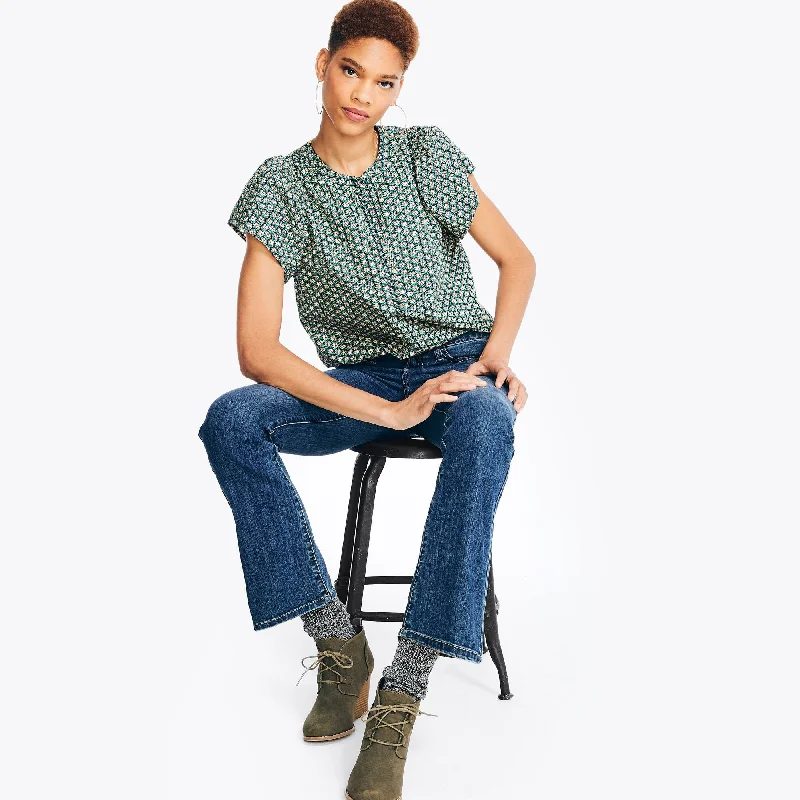 Vintage-inspired tight trousers for women with buttoned waist and retro charm -Nautica Womens Sustainably Crafted True Flex Mid-Rise Bootcut Denim