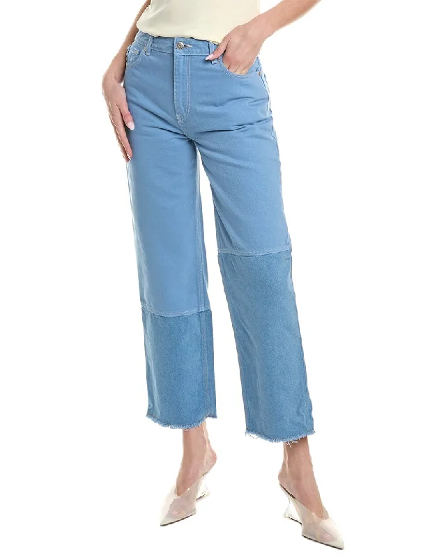 High-waisted tight trousers for women with tapered leg and vintage-inspired design -GANNI Reworked Forever Blue High Waisted Crop Jean