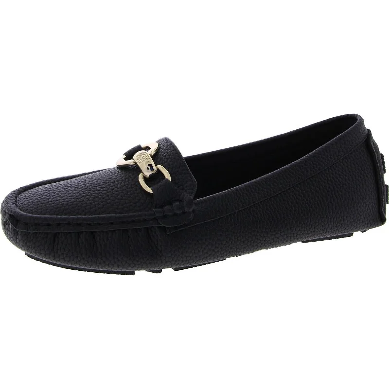 Loafers for women with bow-tie accents and slip-on convenience-Anne Klein Womens Snaffle Faux Leather Slip On Loafers