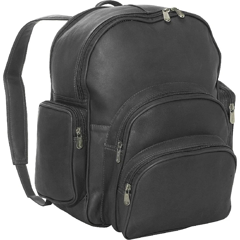 Vintage-inspired backpack with brass buckle details -Piel Leather Expandable Backpack