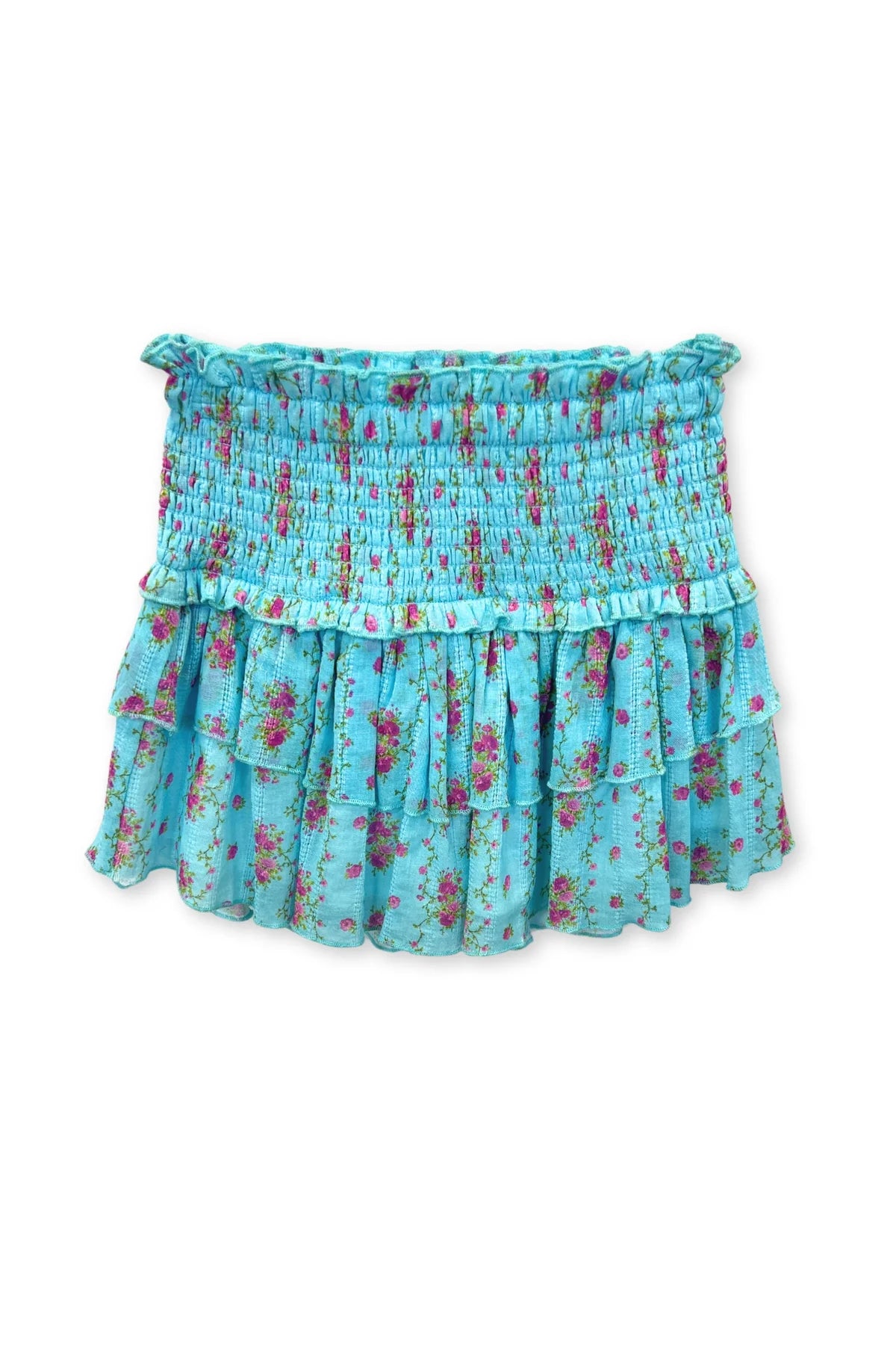 Cocktail Dresses for Party Time -Turquoise Floral Stripe Bianca Skirt