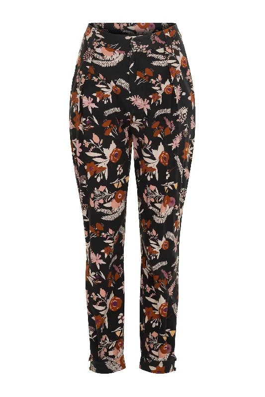 Tight trousers for women with pockets and slim silhouette for practical fashion -Gaucho Pants In Dusty Floral Black