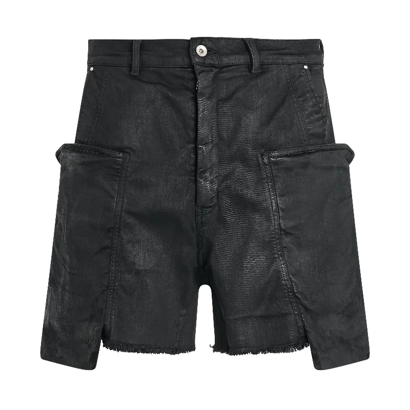 Stylish leather backpack for urban daily commuting -Stefan Cargo Shorts in Black Wax