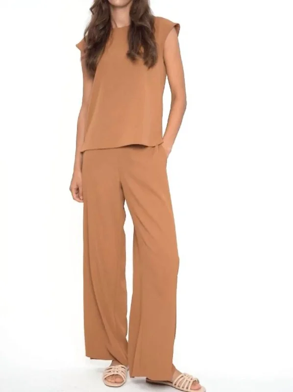 Skinny tight trousers for women with ankle-length and flattering cut -Wide Leg Vegan Silk Pant In Mocha