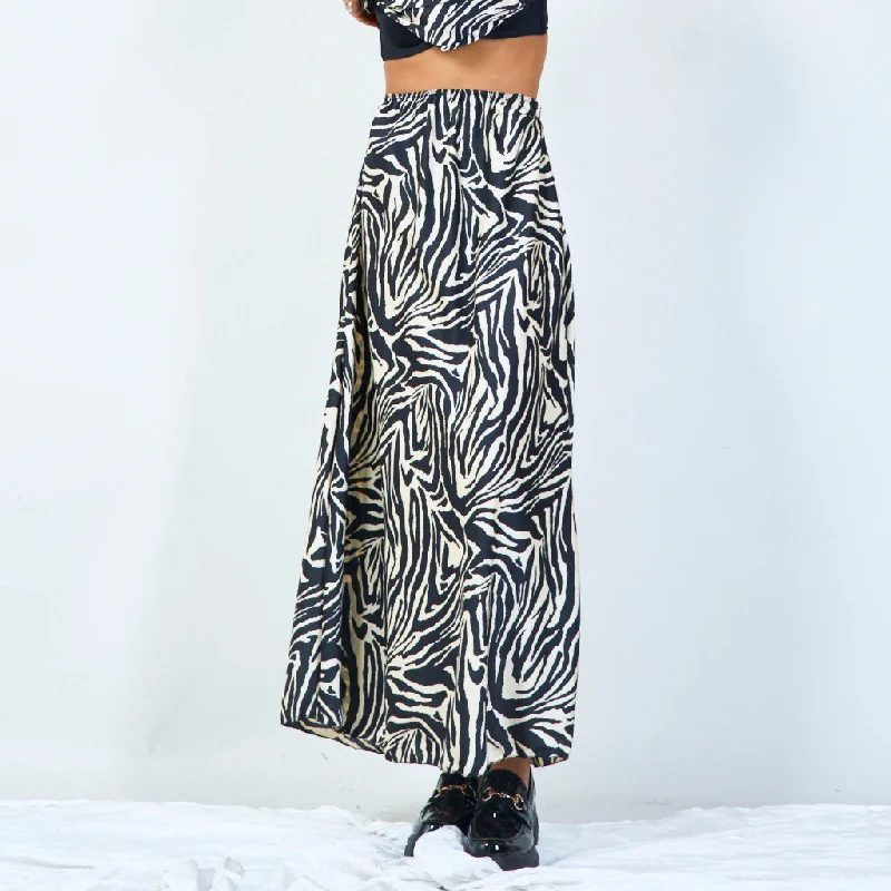 Brown Dresses for Earthy -Zebra print maxi skirt wholesale