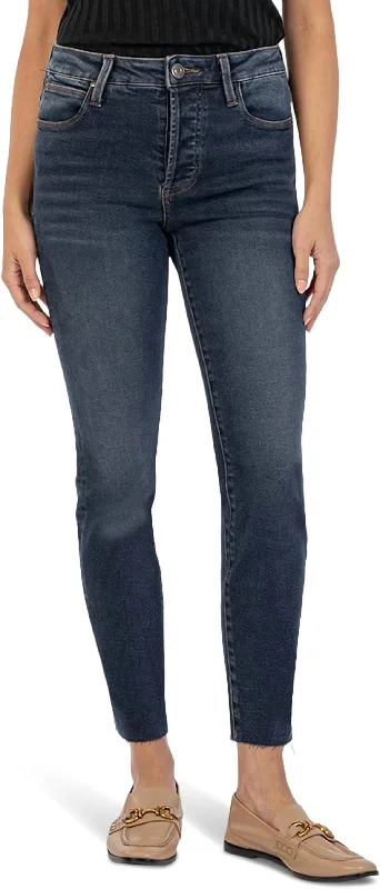 Lightweight tight trousers for women with breathable fabric and easy styling -Charlize High Rise Fab Ab Cigarette Leg Raw Hem Jeans In Utmost Wash