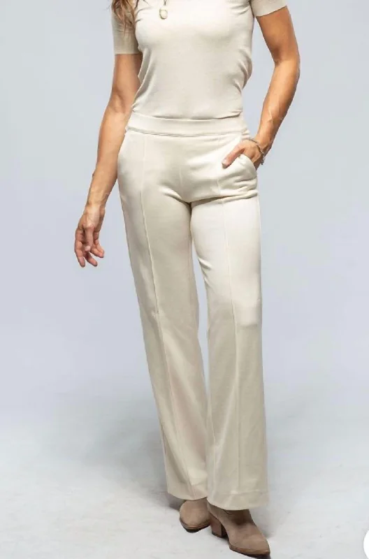 Casual tight trousers for women with comfy waistband and minimalistic style -Chiara Knit Trouser In Vintage White