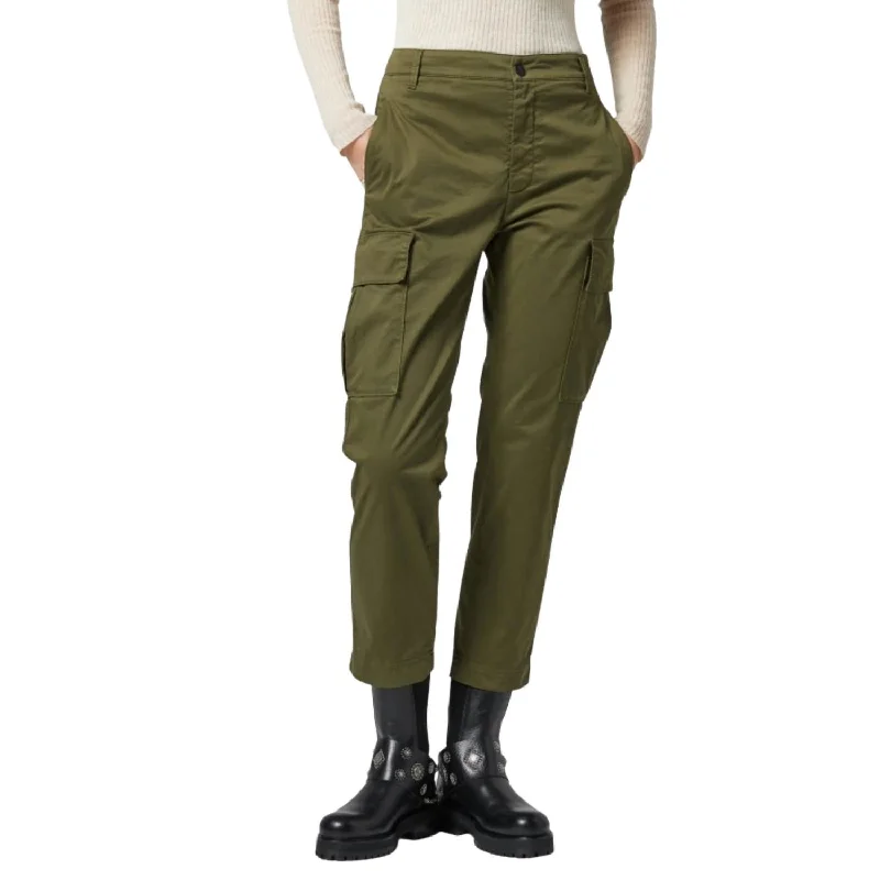 Tight trousers for women with cropped style and chic, modern finish -Layla Satin Cargo Trouser In Timo