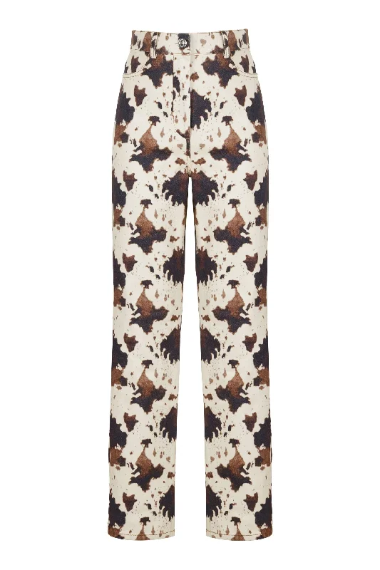 Black tight trousers for women with sleek design and versatile styling options -Animal Printed Pants