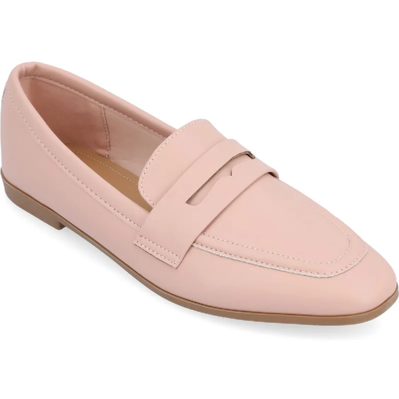 Loafers for women with buckle details and polished leather finish-Journee Collection Womens Myeesha Faux Leather Loafers