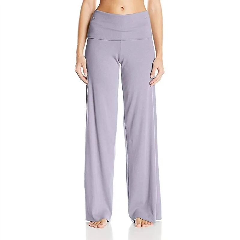 Stretch denim tight trousers for women with flexibility and stylish design -Jordan Fold Over Knit Pant In Lavender