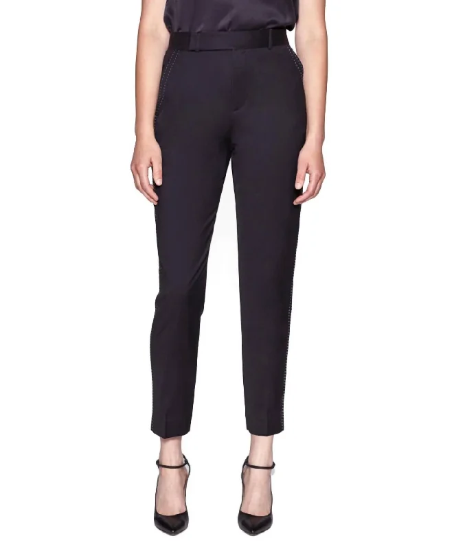 Loose-fit tight trousers for women with high waist and casual, comfortable style -Warsaw Wool Trouser In Black