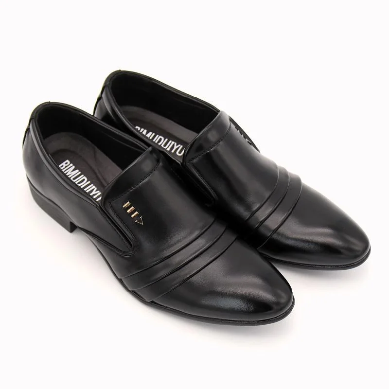 Loafers for men with versatile design and perfect for work or casual outings-Luxury Pointy Black Oxford Leather Men's Business Loafers Shoes