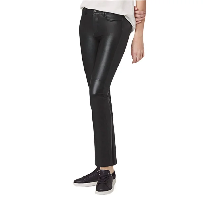 Soft wool tight trousers for women with cozy, refined fabric for cold weather -Hudson Leather Pant In Black