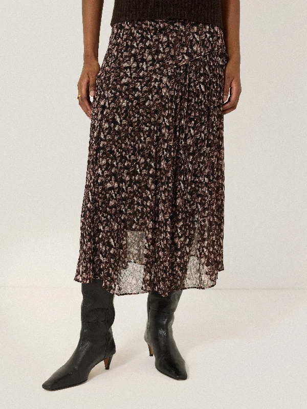 Resort Dresses for Vacation -Abstract Leopard Midi Skirt | Brown