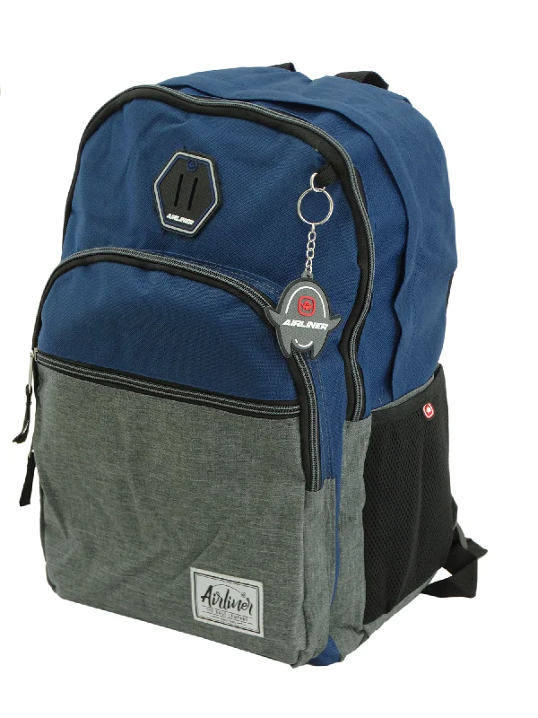 Laptop-friendly backpack for tech-savvy travelers -667963, Airliner, Backpack w/Laptop Sleeve - Navy/Grey