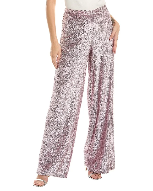 Luxury tight trousers for women with fine fabric and elegant tailoring -Emily Shalant Sequin Full Palazzo Pant