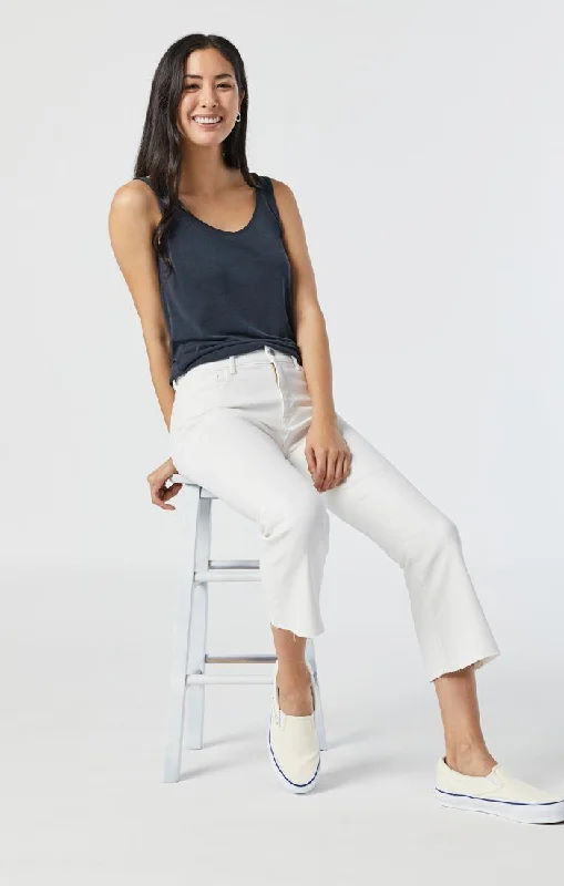 Black tight trousers for women with sleek design and versatile styling options -ANIKA CROP FLARE IN OFF-WHITE LA VINTAGE