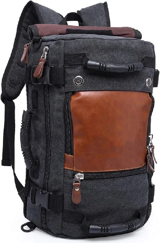 Casual denim backpack for everyday casual outings -FR Fashion Co. 19" Men's Convertible Canvas Travel Backpack