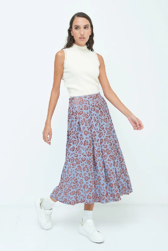 Patchwork Dresses for Bohemian -Leopard print midi skirt wholesale