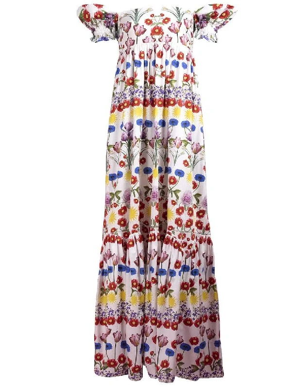 Maxi Dresses for Elegant Style -Antigone Off Shoulder Printed Maxi Dress