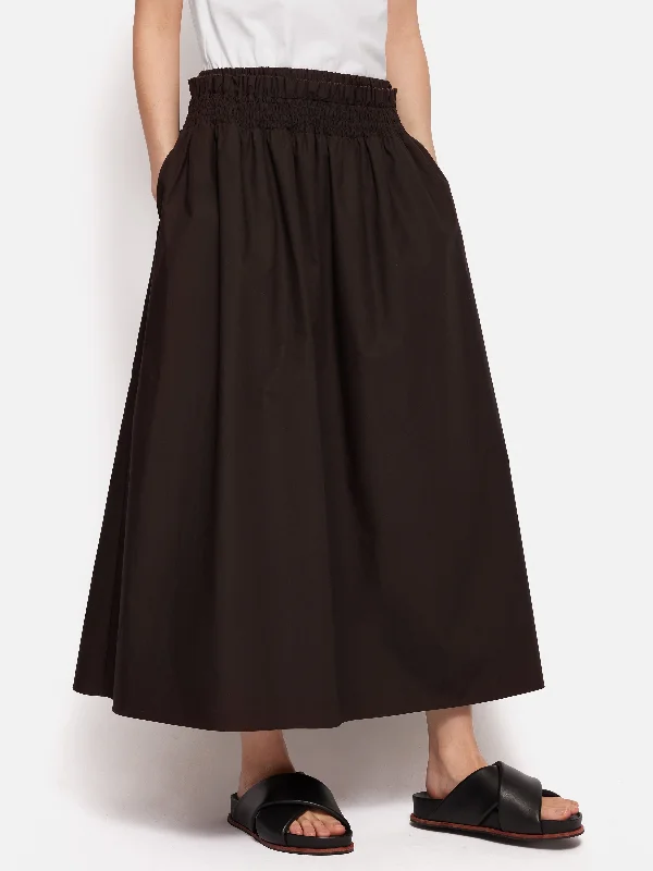 Studded Dresses for Statement -Cotton Poplin Skirt | Brown