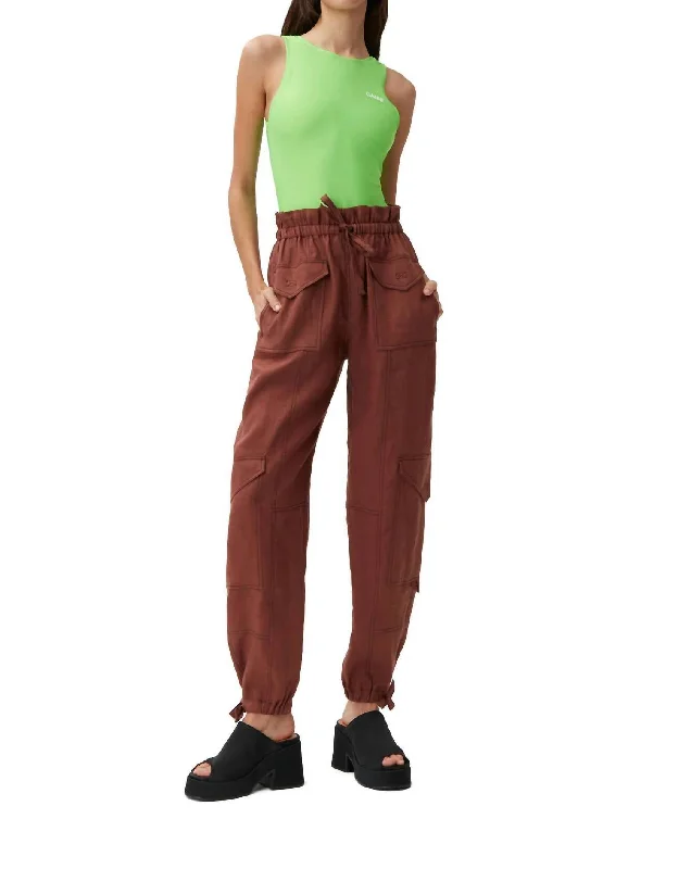 Soft fabric tight trousers for women with breathable material for year-round wear -100% Hemp Cargo Pants In Root Beer