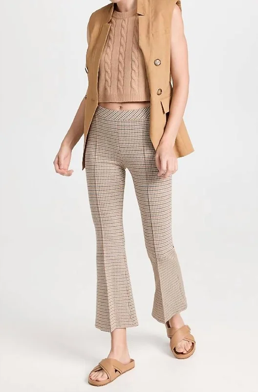 Tight trousers for men with zip fly and flat-front design for a polished look -Pull On Cropped Flare Pants In Multi Brown