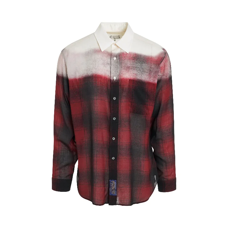 Lightweight foldable backpack for emergency backup use -Maison Margiela x Pendleton Checked Shirt in Red Black